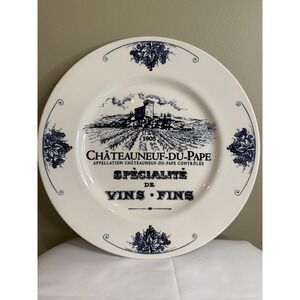 4 Dinner Plates Chateauneuf du Pape 11" Blue Ivory Vineyard Wine  Royal Stafford